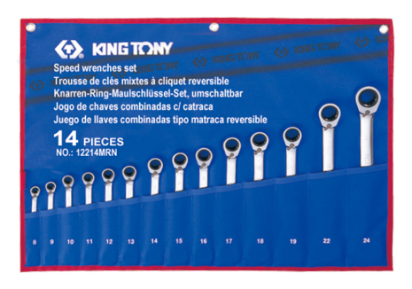 Набор ключей комби с трещеткой и флажком 14шт. (8-24) KING TONY 12214MRN Набор ключей комби с трещеткой и флажком 14шт. (8-24) KING TONY 12214MRN