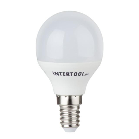 Лампа світлодіодна LED P45, E14, 5 Вт, 150-300 В, 4000 K, 30000 год, гарантія 3 роки INTERTOOL LL-0102