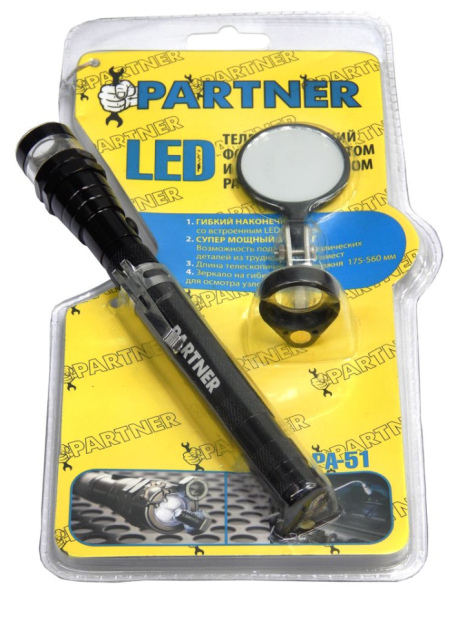 LED Телескопічний ліхтар з магнітом (3 світлодіоди + дзеркало) Partner FORSAGE PA-51 LED Телескопічний ліхтар з магнітом (3 світлодіоди + дзеркало) Partner FORSAGE PA-51