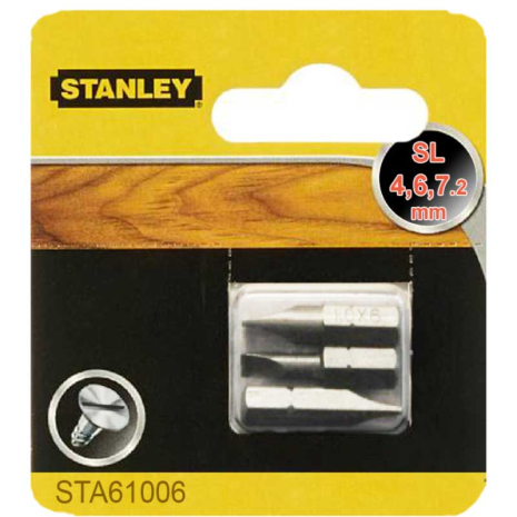 Біти в наборі 3од. (Sl 4, 6, 7.2 мм L=25 мм) STANLEY STA61006 Біти в наборі 3од. (Sl 4, 6, 7.2 мм L=25 мм) STANLEY STA61006