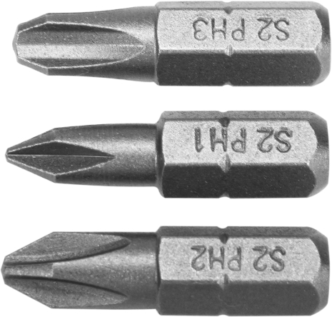 Насадки викруткові : "Phillips" PH1, PH2, PH3 x 25 мм, HEX 1/4", AISI S2, 3 шт Yato YT-77878 Насадки викруткові : "Phillips" PH1, PH2, PH3 x 25 мм, HEX 1/4", AISI S2, 3 шт Yato YT-77878