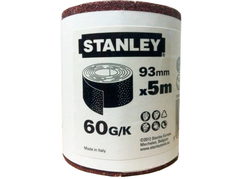 Бумага наждачная 5 метров х 93 мм П60 Stanley STA31406-XJ Бумага наждачная 5 метров х 93 мм П60 Stanley STA31406-XJ