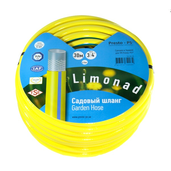 Шланг поливочный Presto-PS садовый Limonad диаметр 3/4 дюйма, длина 30 м (3/4 G H 30) Шланг поливочный Presto-PS садовый Limonad диаметр 3/4 дюйма, длина 30 м (3/4 G H 30)