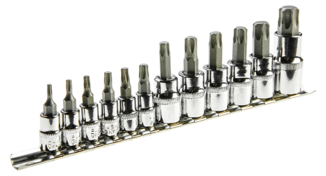 Головки змінні та насадки Torx 1/4", 3/8", 1/2", набір 12 шт. Topex 39D342