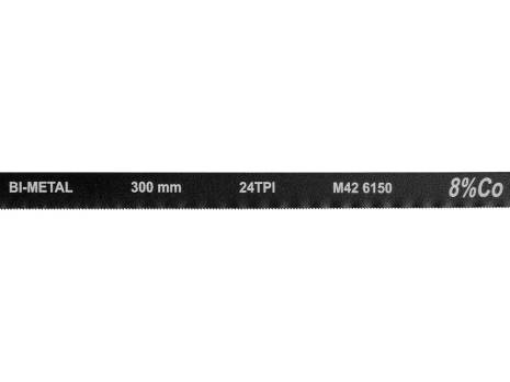 Полотно ріжуче по металу BI-метал M42+CrV6150+Co8%, 300х12,6х0,65 мм, 24 зуби/1", паків. 2шт Vorel 27542 Полотно ріжуче по металу BI-метал M42+CrV6150+Co8%, 300х12,6х0,65 мм, 24 зуби/1", паків. 2шт Vorel 27542