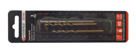 Свердло по металу 3.2мм HSS+Co(3шт), у блістері Forsage ROCKFORCE F-DS3108