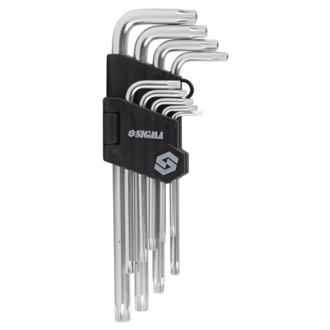 Ключі TORX 9шт T10-T50мм CrV (середні з отвором) SIGMA 4022221