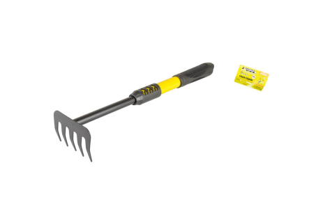 Граблі садові 5 зубів 410×100 мм із подовженою металевою ручкою MASTERTOOL 14-6167