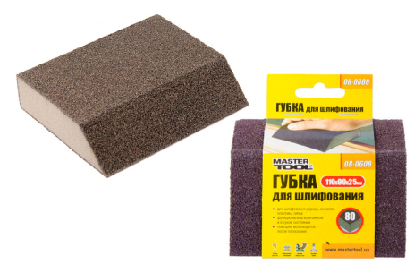 Губка для шлифования ТРАПЕЦИЯ Р80 110х90х25 мм MASTERTOOL 08-0608 Губка для шлифования ТРАПЕЦИЯ Р80 110х90х25 мм MASTERTOOL 08-0608