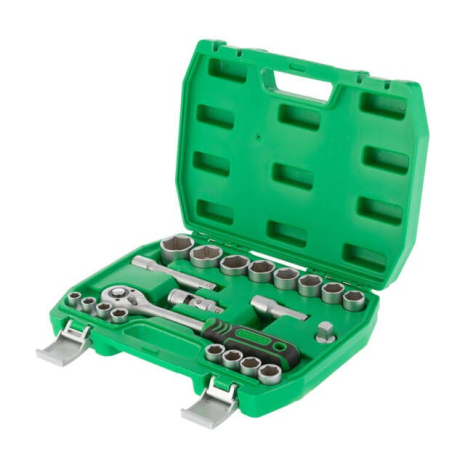 Набір інструментів, 1/2", 21 од., головки: 10-32 мм, кейс INTERTOOL ET-6021SP