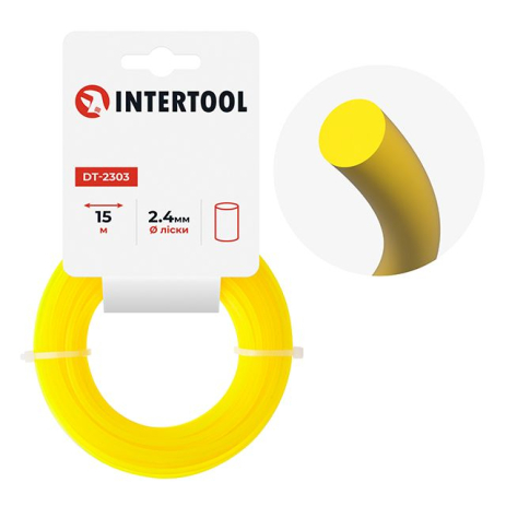 Леска для триммера "круг", 2.4 мм*15 м INTERTOOL DT-2303 Леска для триммера "круг", 2.4 мм*15 м INTERTOOL DT-2303