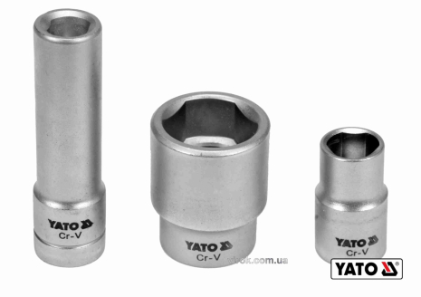 Головки торцевые для обслуживания инжекторных помп 1/2" Cr-V 3 шт Yato YT-17525 Головки торцевые для обслуживания инжекторных помп 1/2" Cr-V 3 шт Yato YT-17525
