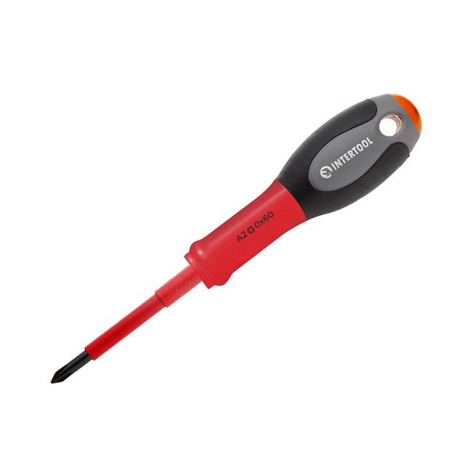 Викрутка хрестова ізольована, PH0, 1000 В, 60 мм INTERTOOL VT-3210