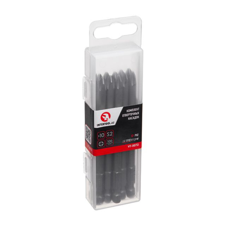 Комплект насадок до викруток PH2, 1/4", 100 мм, уп. 10 шт., STORM INTERTOOL VT-0072 Комплект насадок до викруток PH2, 1/4", 100 мм, уп. 10 шт., STORM INTERTOOL VT-0072