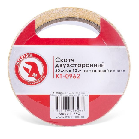 Скотч двосторонній, 10 м, 50 мм, на тканинній основі INTERTOOL KT-0962