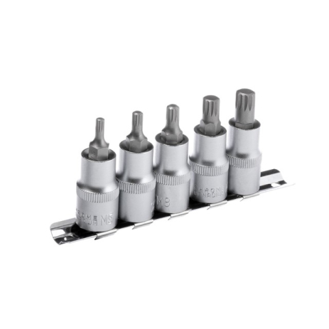 Набір сплайнів на планці, 1/2", 5 од., M5-M12, Cr-V INTERTOOL HT-1850