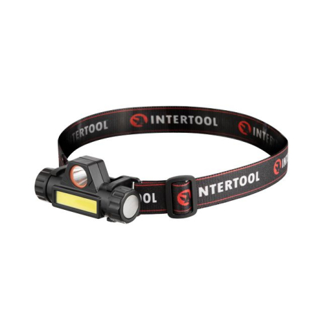 Ліхтар налобний акумуляторний, XPE + COB, 125 лм, магніт INTERTOOL LB-0309 Ліхтар налобний акумуляторний, XPE + COB, 125 лм, магніт INTERTOOL LB-0309