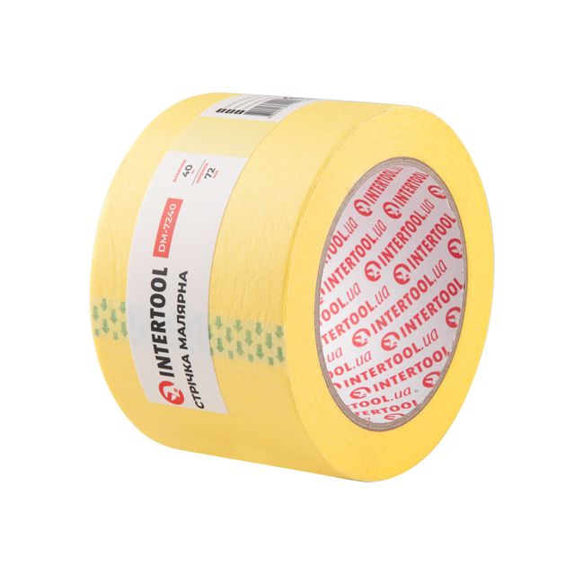 Стрічка малярна 72мм, 40м, жовта INTERTOOL DM-7240 Стрічка малярна 72мм, 40м, жовта INTERTOOL DM-7240