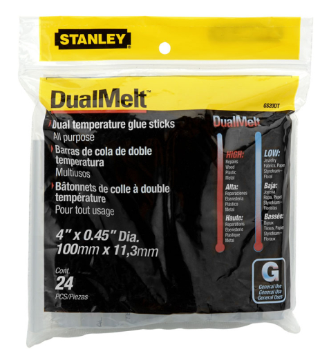 Термоклей "DualTemp" 11,3*100 мм у стрижнях 24 од. для клейового пістолета STANLEY 1-GS20DT Термоклей "DualTemp" 11,3*100 мм у стрижнях 24 од. для клейового пістолета STANLEY 1-GS20DT