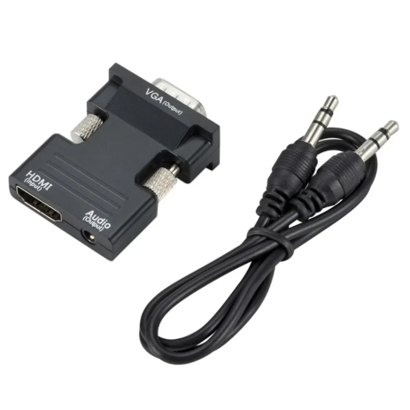 Адаптер перехідник HDMI (HDTV) - VGA+AUX з кріпленням (Input: HDMI, Output: VGA/AUX), 1080p, Black Адаптер перехідник HDMI (HDTV) - VGA+AUX з кріпленням (Input: HDMI, Output: VGA/AUX), 1080p, Black