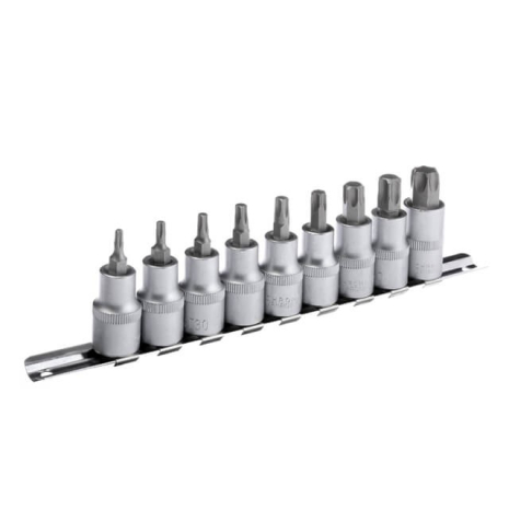 Набір TORX на планці, 1/2" -Т20;25;30;40;45;50;55;60;70, 9 од. INTERTOOL HT-1849