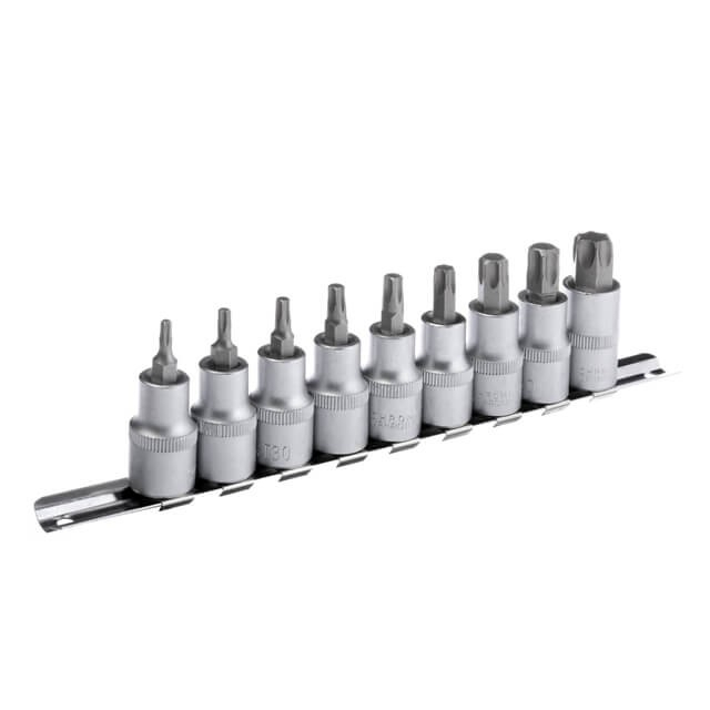 Набір TORX на планці, 1/2" -Т20;25;30;40;45;50;55;60;70, 9 од. INTERTOOL HT-1849 Набір TORX на планці, 1/2" -Т20;25;30;40;45;50;55;60;70, 9 од. INTERTOOL HT-1849