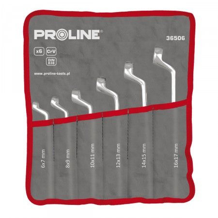 Набір гайковий накидних зігнутих ключів 6шт (6х7-16х17мм) CrV PROLINE 36506