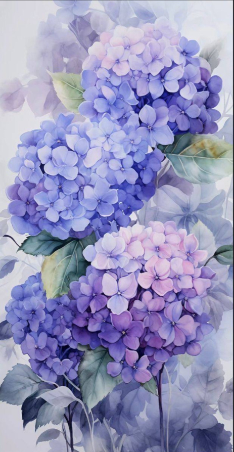 Алмазна мозаїка ColorArt «Гортензії» 30×50 см, квадратні та голографічні алмазики (TP912)