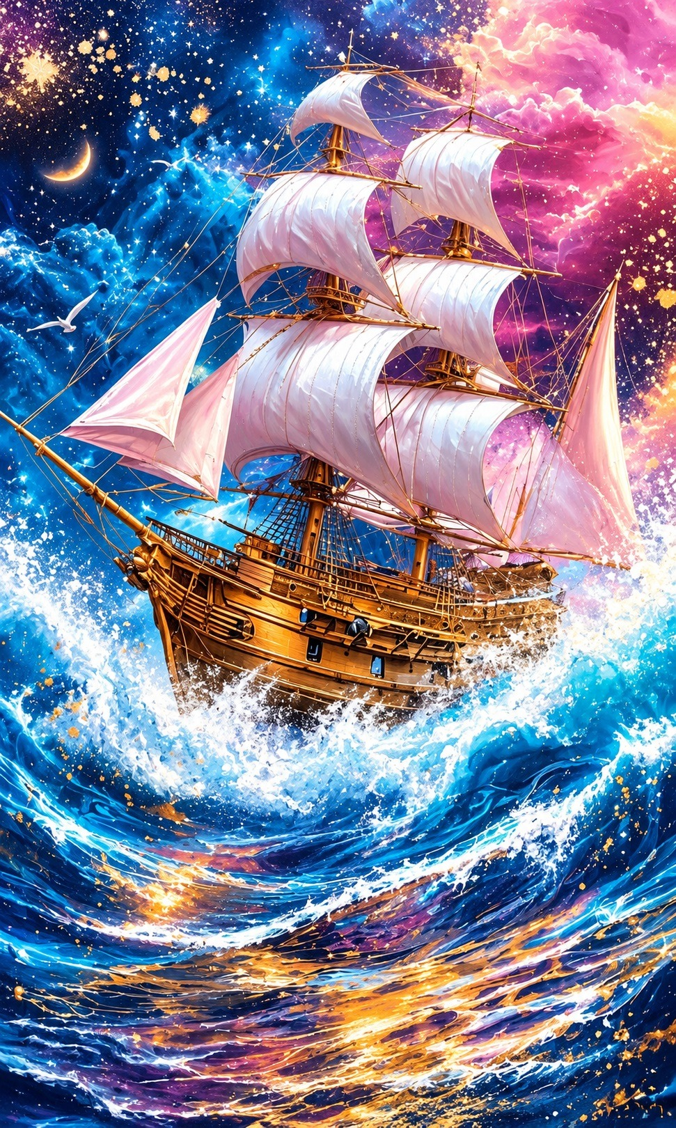 Алмазна мозаїка ColorArt «Корабель у морі фантазій» 30×50 см, голографічні алмазики (TP914) Алмазна мозаїка ColorArt «Корабель у морі фантазій» 30×50 см, голографічні алмазики (TP914)