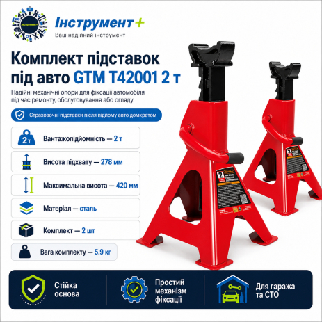 Комплект підставок під авто 2т GTM T42001 2 шт Комплект підставок під авто 2т GTM T42001 2 шт