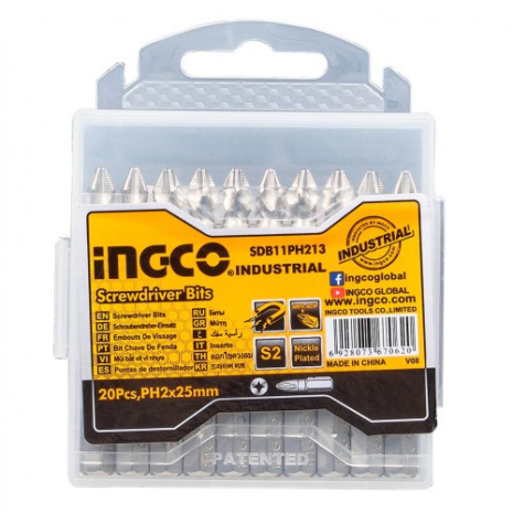 Біти S2 PH2x25 мм, 20 шт INGCO Біти S2 PH2x25 мм, 20 шт INGCO