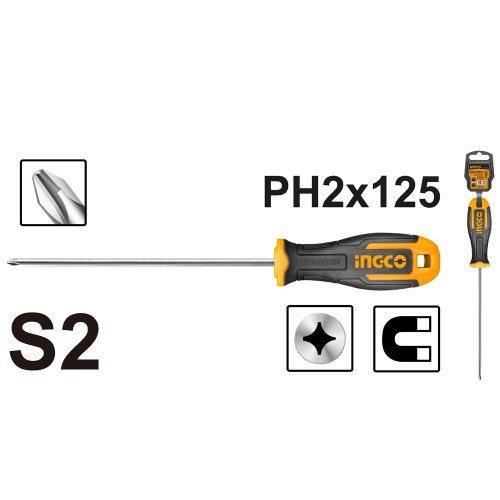 Викрутка хрестова S2 PH2×125 мм INGCO INDUSTRIAL Викрутка хрестова S2 PH2×125 мм INGCO INDUSTRIAL