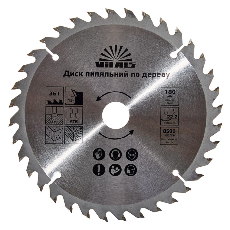 Диск пиляльний Vitals по дереву 180x22.2/20, ATB 36
