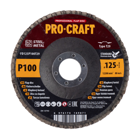 Диск лепестковый Procraft FD125P100T29 UNIVERSAL