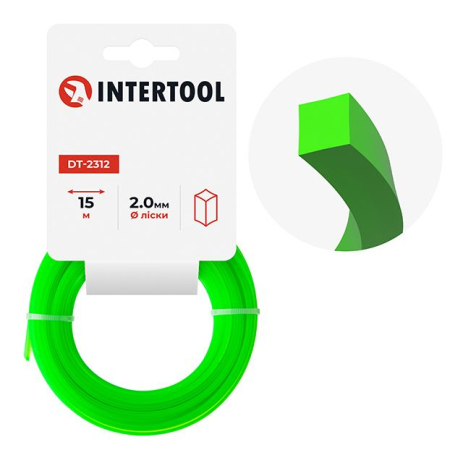 Леска для триммера "квадрат", 2.0 мм*15 м INTERTOOL DT-2312 Леска для триммера "квадрат", 2.0 мм*15 м INTERTOOL DT-2312