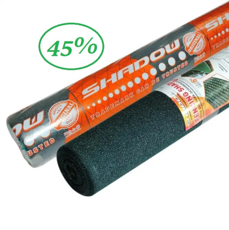 Затеняющая сетка Shadow 45% 4*50 м, зелёная, полипропилен, УФ-стабилизированная, защита урожая от солнца Затеняющая сетка Shadow 45% 4*50 м, зелёная, полипропилен, УФ-стабилизированная, защита урожая от солнца