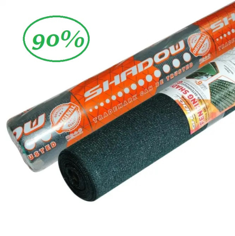 Затеняющая сетка Shadow 90% 4*50 м, зеленая, защитная, для защиты урожая и растений от солнца