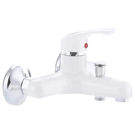 Смеситель для ванны PLAMIX AFINA-009, белый, короткий излив, 2 года гарантии (PM0565)