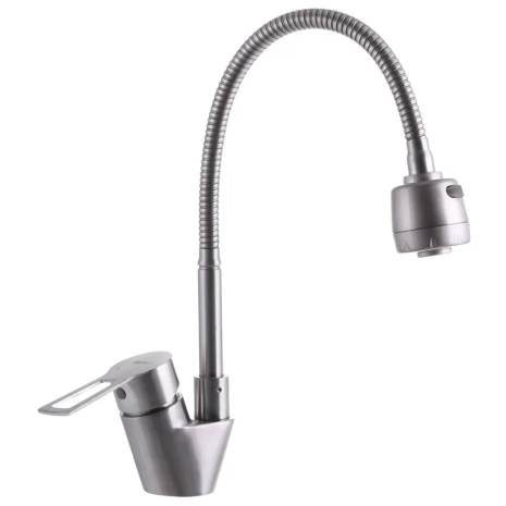 Смеситель для кухни ZERIX HSB-011 с рефл. изливом из нержавеющей стали (ZX3138)