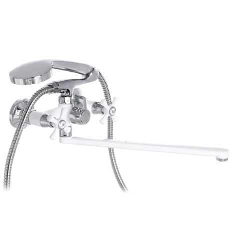 Змішувач для ванни MIXXUS OMEGA 140 WHITE з довгим виливом, 320 мм (MI2768)