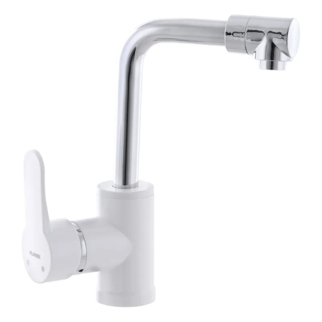 Змішувач для умивальника PLAMIX Mario-001 White, гнучкий підвод, 260 мм (PM0556) Змішувач для умивальника PLAMIX Mario-001 White, гнучкий підвод, 260 мм (PM0556)