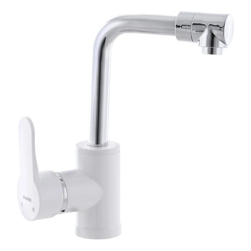 Змішувач для умивальника PLAMIX Mario-001 White, гнучкий підвод, 260 мм (PM0556) Змішувач для умивальника PLAMIX Mario-001 White, гнучкий підвод, 260 мм (PM0556)