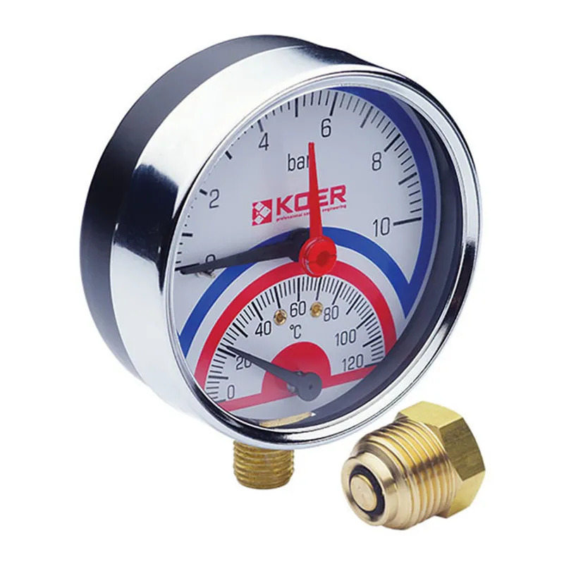 Термо-манометр радиальный KOER KM.821R, 80мм, 0-10 bar, 1/2'', Чехия (KR0215) Термо-манометр радиальный KOER KM.821R, 80мм, 0-10 bar, 1/2'', Чехия (KR0215)