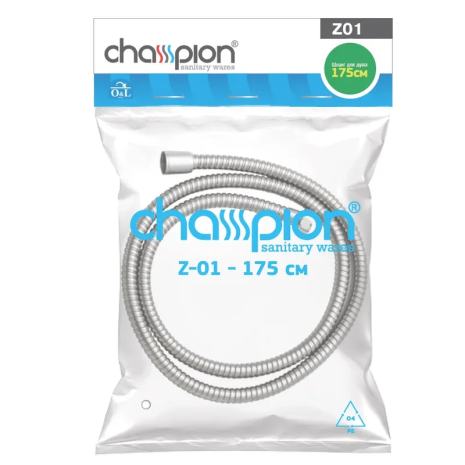 Шланг CHAMPION Chr.Z-01 (175 см) для душа, хромированный, PVC (ZX0425)