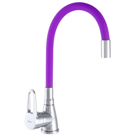 Смеситель для кухни ZERIX SOP7 045 с гибким фиолетовым изливом и хромированным покрытием (ZX2666)