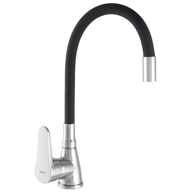 Смеситель для кухни ZERIX SOP7 146 с черным гибким изливом и высоким гусаком (ZX2654) Смеситель для кухни ZERIX SOP7 146 с черным гибким изливом и высоким гусаком (ZX2654)