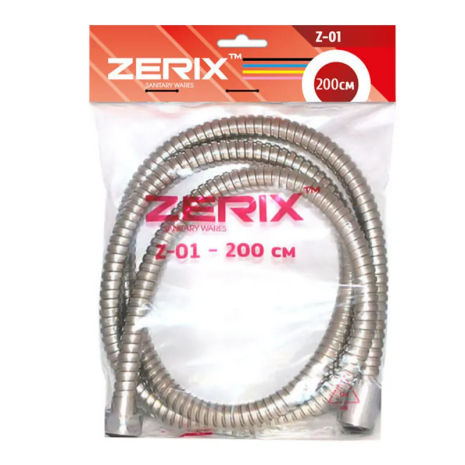 Шланг ZERIX Chr.Z-01 (200 см, хром) для душа и полива, Чехия (ZX0200)
