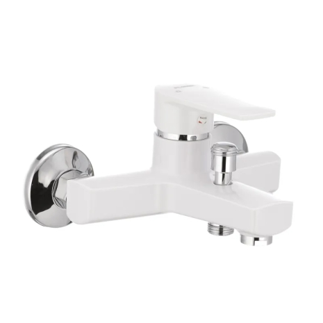 Змішувач для ванної PLAMIX Oscar-009 White з коротким виливом та гарантією 2 роки (PM0025)