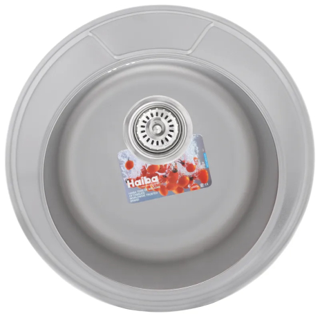 Кухонная мойка HAIBA 490 (satin) 1 чаша, врезная, нержавейка, 490 мм (HB0534)