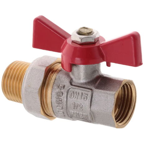Кран с американкой 1/2" WATERPRO шаровой прямой, красный, латунь, для воды (WP0151) Кран с американкой 1/2" WATERPRO шаровой прямой, красный, латунь, для воды (WP0151)